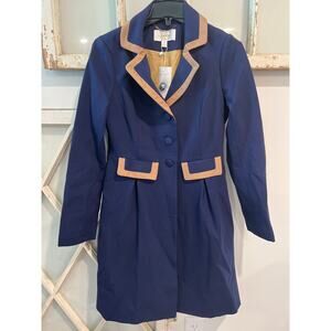 NWT Julie Brown size small navy & beige coat jacket